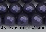 CSB1895 15.5 inches 14mm faceted round matte shell pearl beads