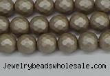 CSB1901 15.5 inches 6mm faceted round matte shell pearl beads