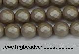 CSB1902 15.5 inches 8mm faceted round matte shell pearl beads