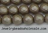 CSB1903 15.5 inches 10mm faceted round matte shell pearl beads