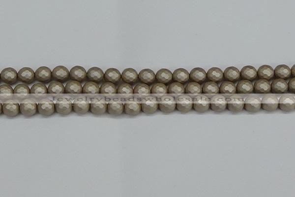 CSB1903 15.5 inches 10mm faceted round matte shell pearl beads