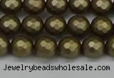 CSB1911 15.5 inches 6mm faceted round matte shell pearl beads