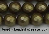 CSB1913 15.5 inches 10mm faceted round matte shell pearl beads