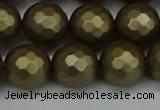 CSB1914 15.5 inches 12mm faceted round matte shell pearl beads