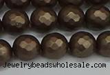 CSB1924 15.5 inches 12mm faceted round matte shell pearl beads