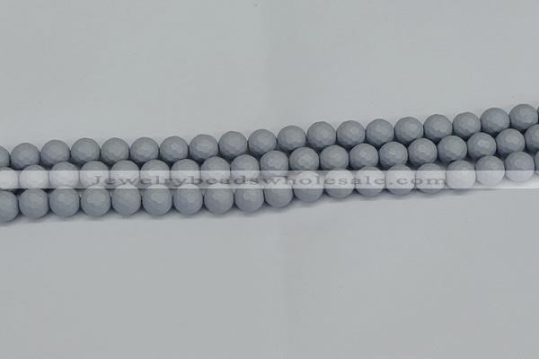 CSB1932 15.5 inches 8mm faceted round matte shell pearl beads