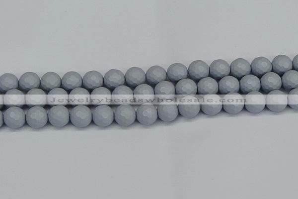 CSB1935 15.5 inches 14mm faceted round matte shell pearl beads