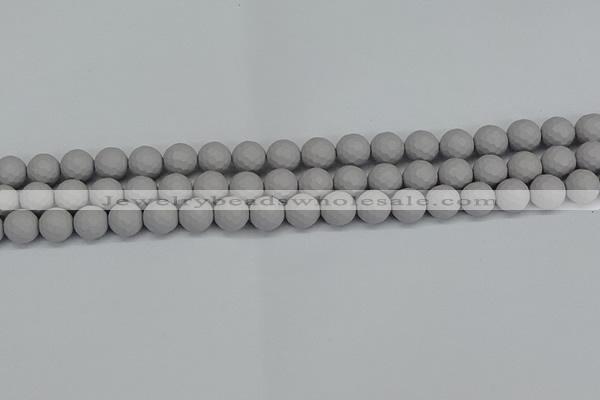 CSB1942 15.5 inches 8mm faceted round matte shell pearl beads