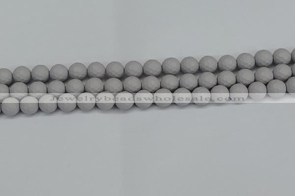 CSB1943 15.5 inches 10mm faceted round matte shell pearl beads