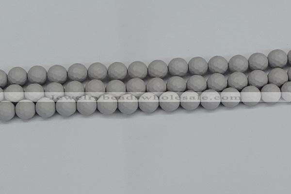 CSB1944 15.5 inches 12mm faceted round matte shell pearl beads