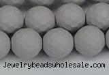 CSB1945 15.5 inches 14mm faceted round matte shell pearl beads