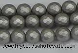 CSB1951 15.5 inches 6mm faceted round matte shell pearl beads