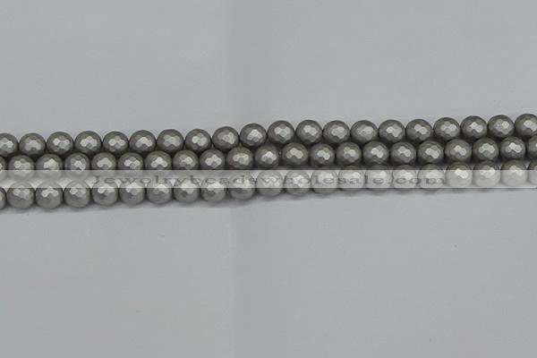 CSB1951 15.5 inches 6mm faceted round matte shell pearl beads