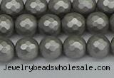 CSB1952 15.5 inches 8mm faceted round matte shell pearl beads