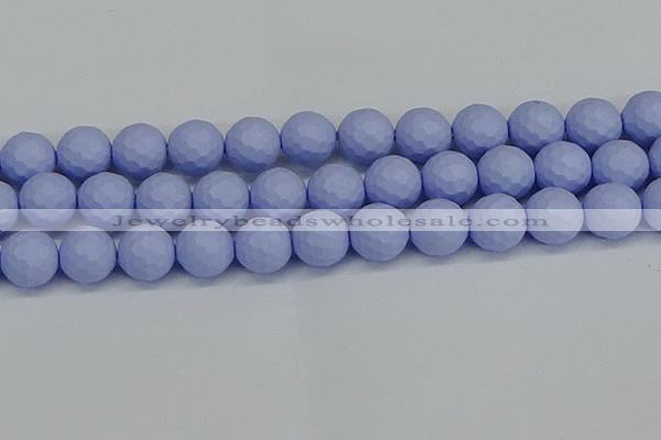 CSB1965 15.5 inches 14mm faceted round matte shell pearl beads