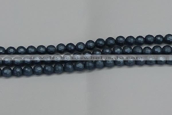 CSB1973 15.5 inches 10mm faceted round matte shell pearl beads