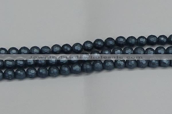 CSB1974 15.5 inches 12mm faceted round matte shell pearl beads