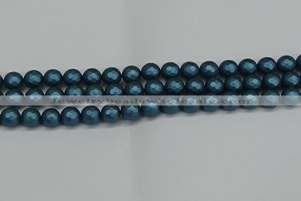 CSB1982 15.5 inches 8mm faceted round matte shell pearl beads