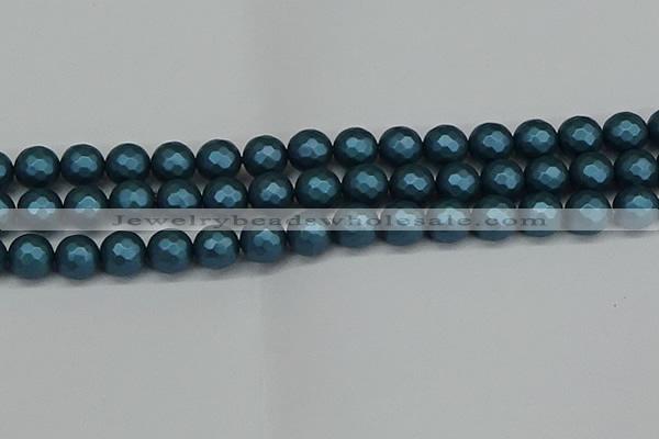 CSB1983 15.5 inches 10mm faceted round matte shell pearl beads