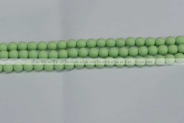 CSB1991 15.5 inches 6mm faceted round matte shell pearl beads