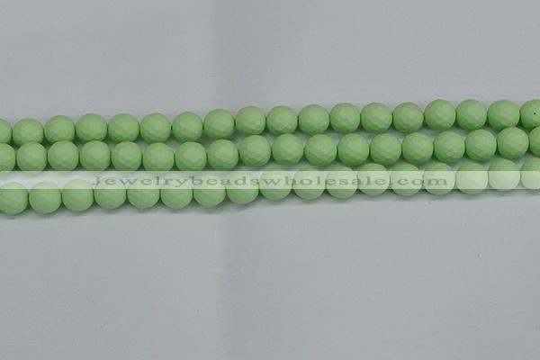 CSB1992 15.5 inches 8mm faceted round matte shell pearl beads