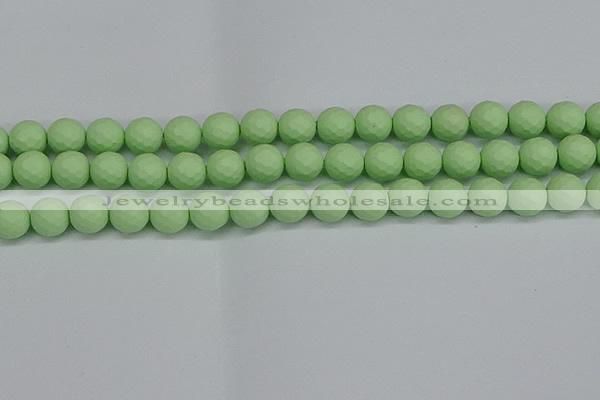 CSB1993 15.5 inches 10mm faceted round matte shell pearl beads