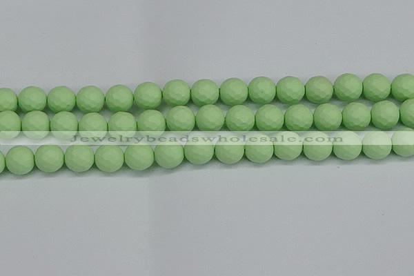 CSB1994 15.5 inches 12mm faceted round matte shell pearl beads