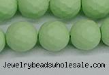 CSB1995 15.5 inches 14mm faceted round matte shell pearl beads