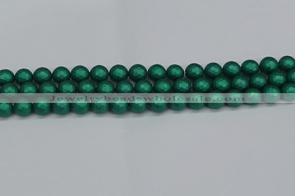 CSB2002 15.5 inches 8mm faceted round matte shell pearl beads