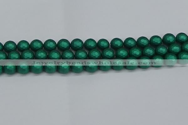 CSB2003 15.5 inches 10mm faceted round matte shell pearl beads