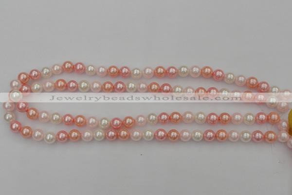 CSB302 15.5 inches 8mm round mixed color shell pearl beads