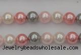 CSB303 15.5 inches 8mm round mixed color shell pearl beads