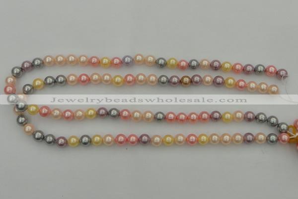 CSB304 15.5 inches 8mm round mixed color shell pearl beads