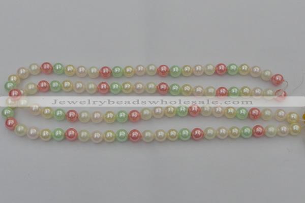 CSB305 15.5 inches 8mm round mixed color shell pearl beads