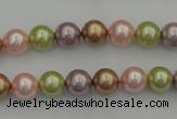 CSB306 15.5 inches 8mm round mixed color shell pearl beads