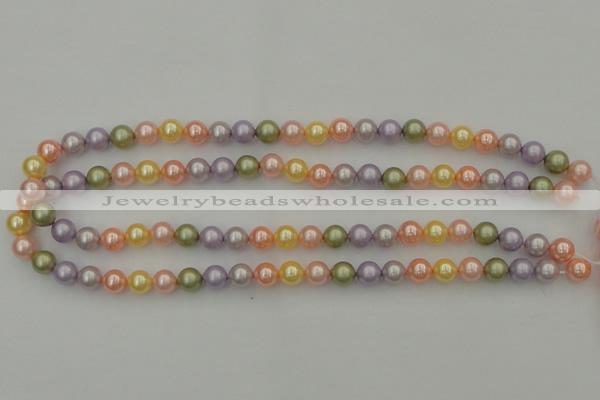 CSB309 15.5 inches 8mm round mixed color shell pearl beads