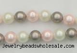 CSB313 15.5 inches 8mm round mixed color shell pearl beads