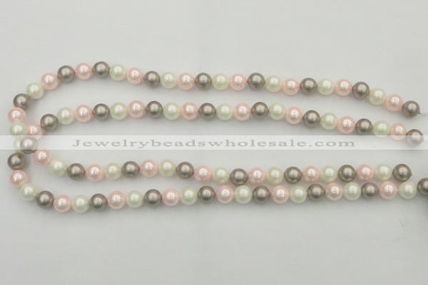 CSB313 15.5 inches 8mm round mixed color shell pearl beads