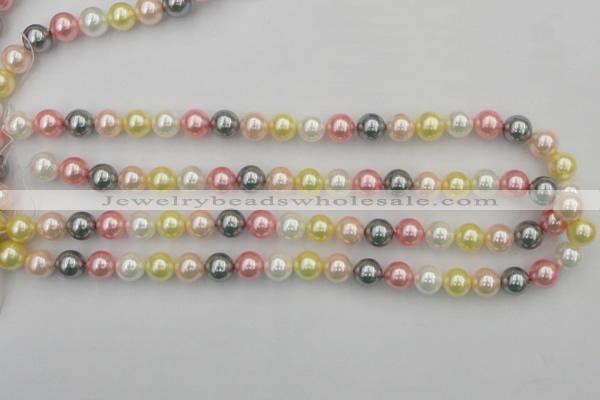 CSB323 15.5 inches 10mm round mixed color shell pearl beads