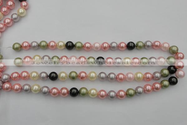 CSB325 15.5 inches 10mm round mixed color shell pearl beads