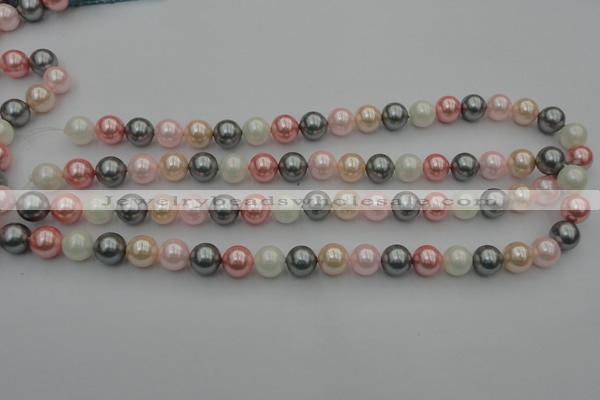 CSB326 15.5 inches 10mm round mixed color shell pearl beads