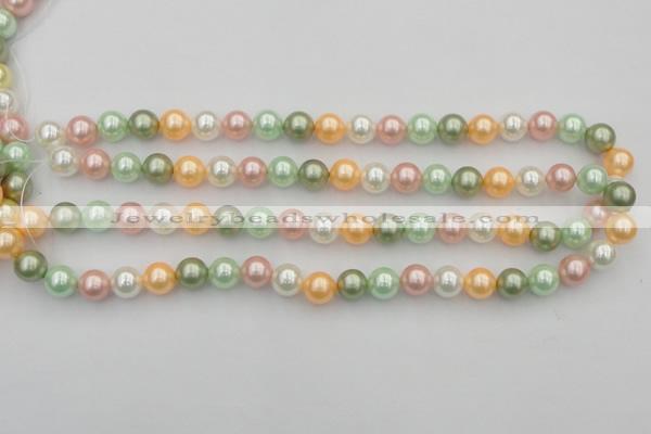 CSB327 15.5 inches 10mm round mixed color shell pearl beads