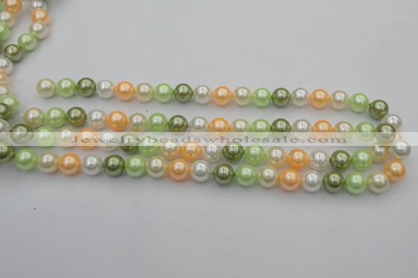 CSB328 15.5 inches 10mm round mixed color shell pearl beads