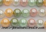 CSB329 15.5 inches 10mm round mixed color shell pearl beads