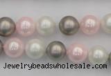 CSB335 15.5 inches 10mm round mixed color shell pearl beads