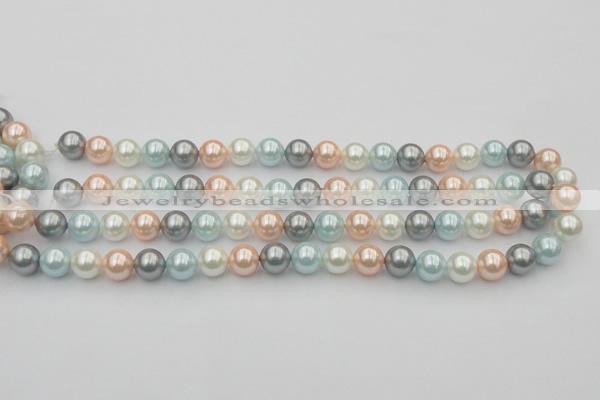 CSB336 15.5 inches 10mm round mixed color shell pearl beads