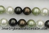 CSB337 15.5 inches 10mm round mixed color shell pearl beads