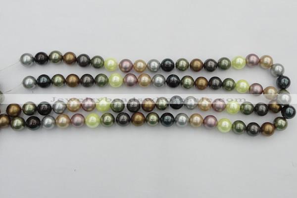 CSB339 15.5 inches 10mm round mixed color shell pearl beads