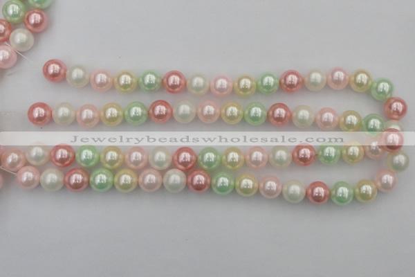 CSB352 15.5 inches 12mm round mixed color shell pearl beads