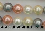 CSB355 15.5 inches 12mm round mixed color shell pearl beads